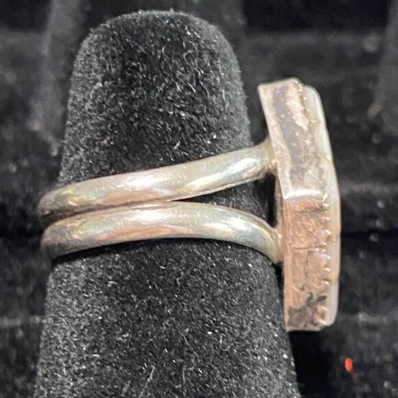 Ring Mother of Pearl Inlay Size 4.5 Native Zuni Unsigned Sterling Silver 925 Vin - Picture 14 of 16